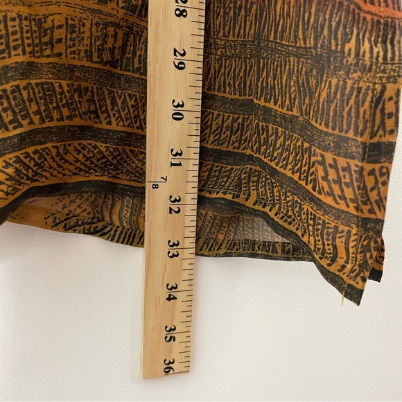 Chico's Design Sheer Long Sleeve Blouse Tunic Rayon Burnt Orange Tribal Print - Picture 8 of 16